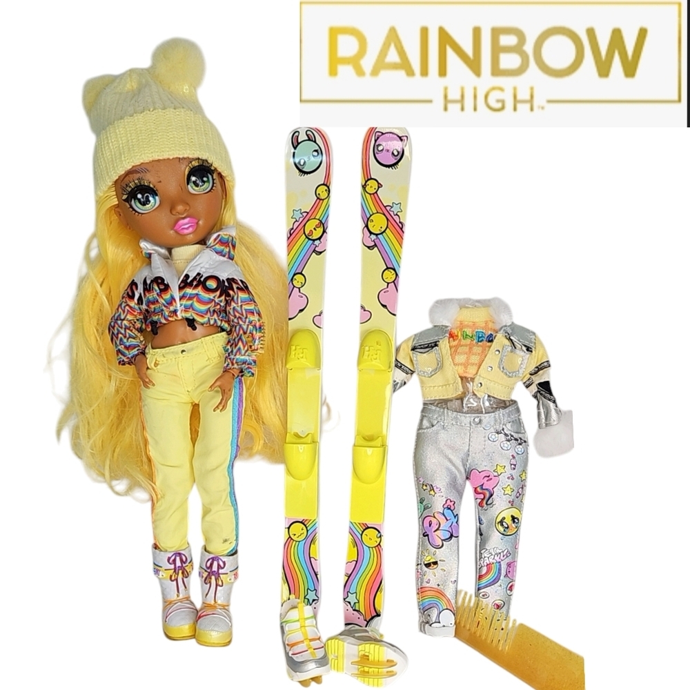 Rainbow High Winter Break Sunny Madison Yellow Fashion Doll With 2 Outfits Skiis